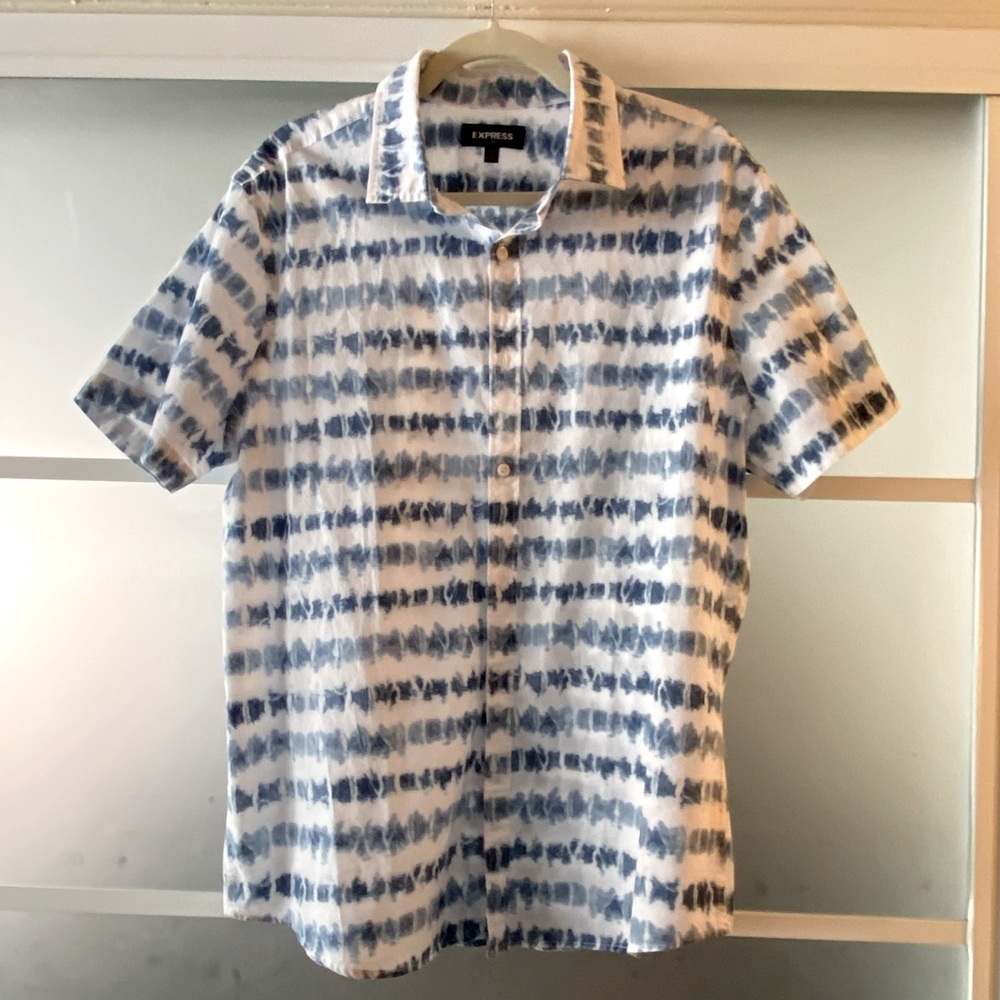 Express Blue & White Button Down